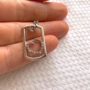 Sterling Sliver Diamond Heart in Box Necklace